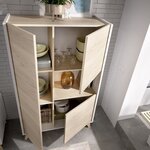 Buffet haut 3 portes - Décor chêne et blanc 81 x 43 x Hauteur 135 cm