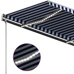 vidaXL Auvent manuel rétractable avec LED 300x250 cm Bleu et blanc