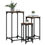 vidaXL Tables d’appoint gigognes 3 Pièces chêne fumé bois d'ingénierie