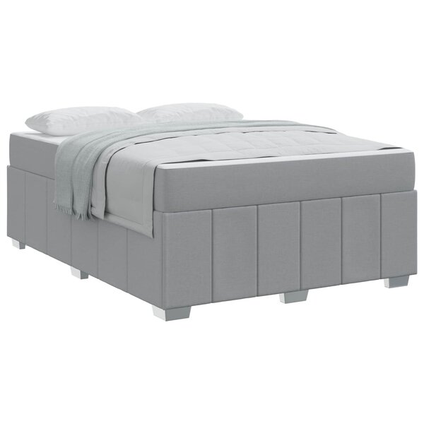 vidaXL Cadre de lit avec matelas Gris clair 140 x 200 cm tissu