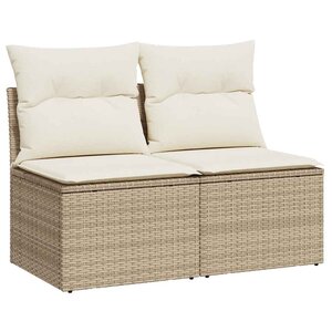 vidaXL Salon de jardin avec coussins 2 Pièces beige résine tressée acacia