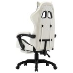 vidaXL Fauteuil de jeux vidéo et repose-pied Noir et blanc Similicuir