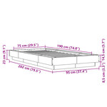 vidaXL Cadre de lit avec lumières LED gris béton 75x190 cm