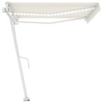 vidaXL Auvent automatique avec capteur de vent et LED 400x350 cm Crème