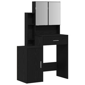 Table de Maquillage vidaXL avec Miroir et Lumières LED en Chêne Noir Bois d'Ingénierie