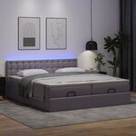vidaXL Lit ottoman avec matelas & LED Gris 180x200cm similicuir