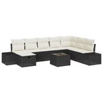 vidaXL Set de canapé de jardin 9 pièces avec coussins noir poly rotin