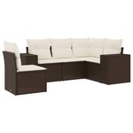 vidaXL Salon de jardin avec coussins 5 Pièces marron résine tressée