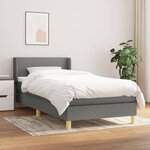 vidaXL Sommier à lattes de lit avec matelas Gris foncé 90x200 cm Tissu