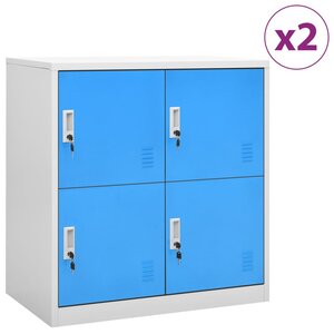 vidaXL Armoires à casiers 2 Pièces Gris clair et bleu 90x45x92 5 cm Acier