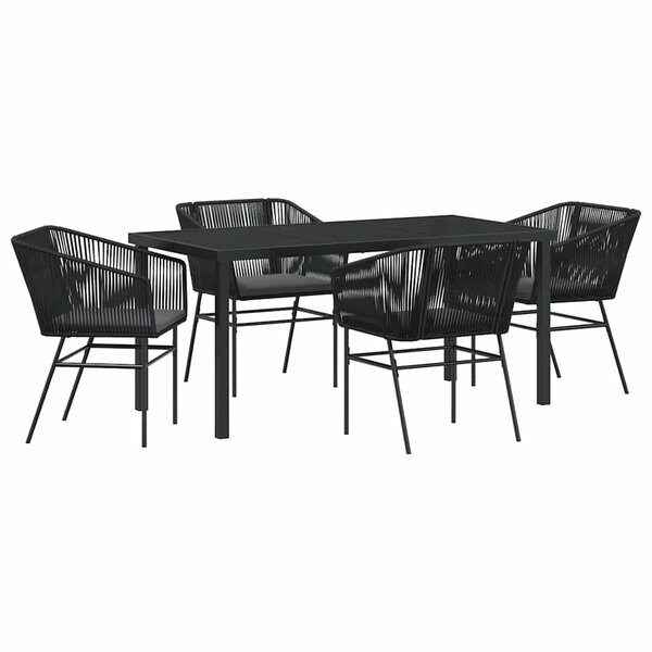 vidaXL Ensemble de salle à manger pour jardin 5 Pièces Noir Poly rotin