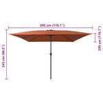 vidaXL Parasol de jardin Rouge et Noir 295 x 295 x 245 cm