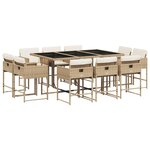 vidaXL Ensemble à manger de jardin et coussins 11 Pièces beige poly rotin