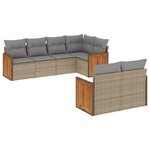 vidaXL Salon de jardin avec coussins 7 Pièces beige résine tressée