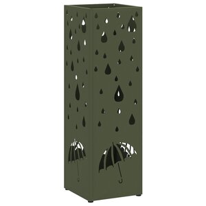 vidaXL Porte-parapluies Vert Olive Métal Moyen Incrustations Décoratives