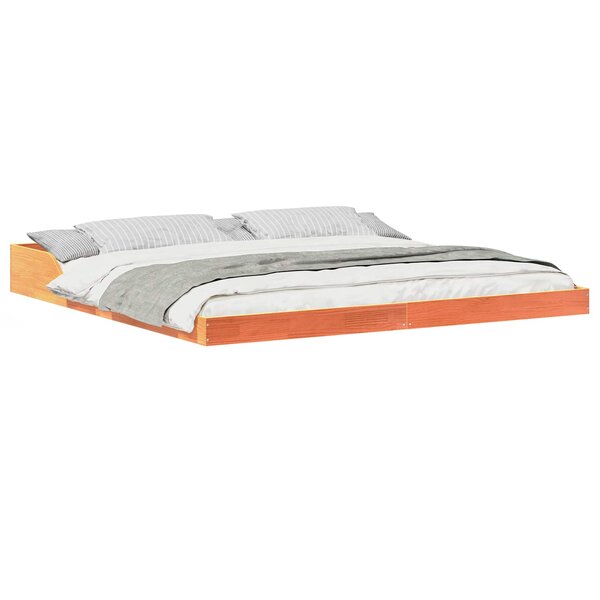 vidaXL Cadre de lit Brun cire 180 x 220 cm Pin massif