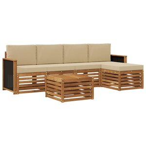 vidaXL Ensemble de canapés d'extérieur 6 pc Naturel et Beige
