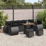 vidaXL Ensemble de canapé de jardin 10 Pièces Noir polyrotin