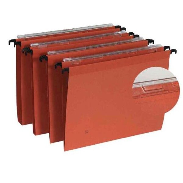 Bte de 25 Dossiers suspendus Tiroir Defi fond 30 mm 220g Volet d'arafage Orange L'OBLIQUE AZ