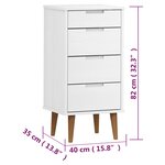 vidaXL Commode MOLDE Blanc 40x35x82 cm Bois de pin massif