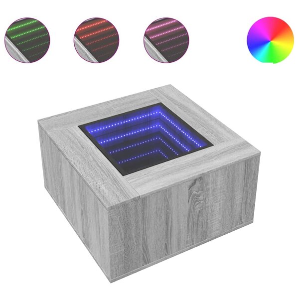 vidaXL Table basse avec LED sonoma gris 60x60x40 cm bois d'ingénierie