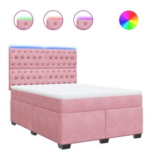 vidaXL Sommier à lattes de lit avec matelas Rose 140x200 cm Velours