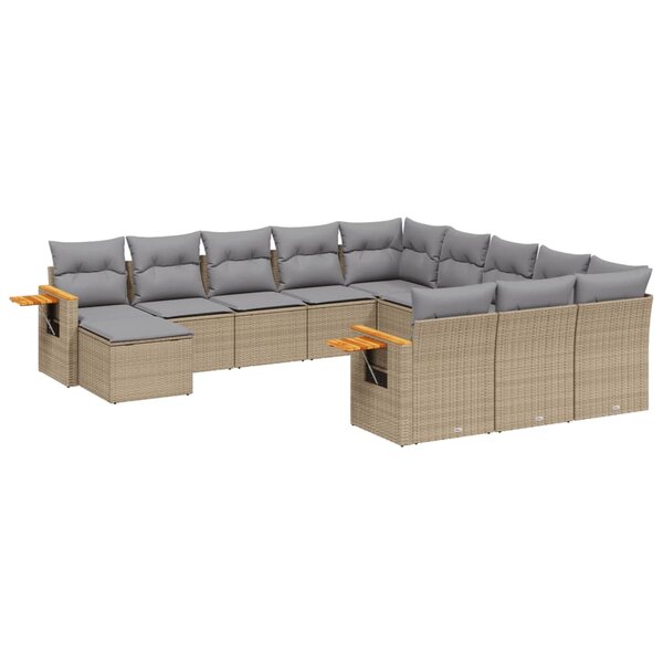 vidaXL Salon de jardin 11 Pièces avec coussins beige résine tressée