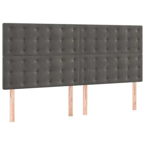 vidaXL Têtes de lit 4 Pièces Gris foncé 100x5x78/88 cm Velours