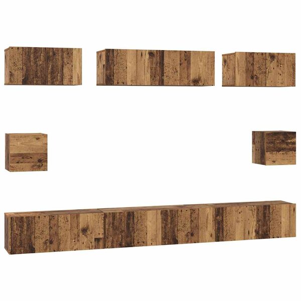 vidaXL Ensemble meuble TV 8 Pièces Bois Ancien Bois d'ingénierie