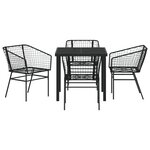 vidaXL Ensemble de salle à manger de jardin 5 pièces Noir en poly rattan