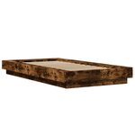 vidaXL Cadre de lit et lumières LED sans matelas chêne fumé 90x190 cm