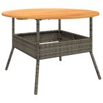 vidaXL Table de jardin et dessus en bois d'acacia gris résine tressée