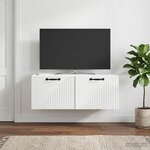 vidaXL Meuble TV mural Montage mural Blanc brillant 78 5 x 31 x 30 cm