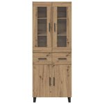 vidaXL Haut Armoire 2 Pièces Chêne artisanal Bois Aggloméré et Verre