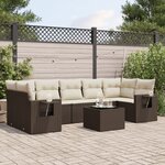 vidaXL Salon de jardin 8 Pièces avec coussins marron résine tressée