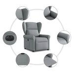 vidaXL Fauteuil inclinable électrique Gris clair Tissu