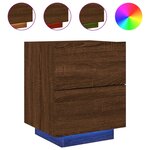 vidaXL Armoire de chevet et lumières LED chêne marron bois ingénierie