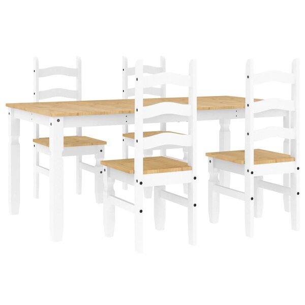vidaXL Ensemble à manger Panama 5 Pièces blanc bois de pin massif
