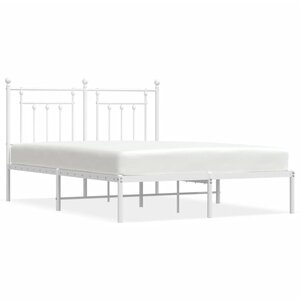 vidaXL Cadre de lit métal avec tête de lit blanc 140x200 cm