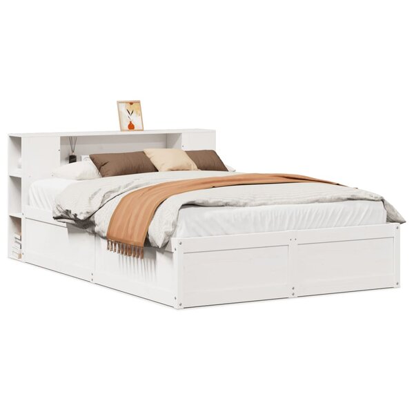 vidaXL Cadre de lit sans matelas blanc 135x190 cm bois de pin massif