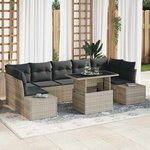 vidaXL Ensemble de canapé de jardin avec coussin 8 Pièces Gris et naturel