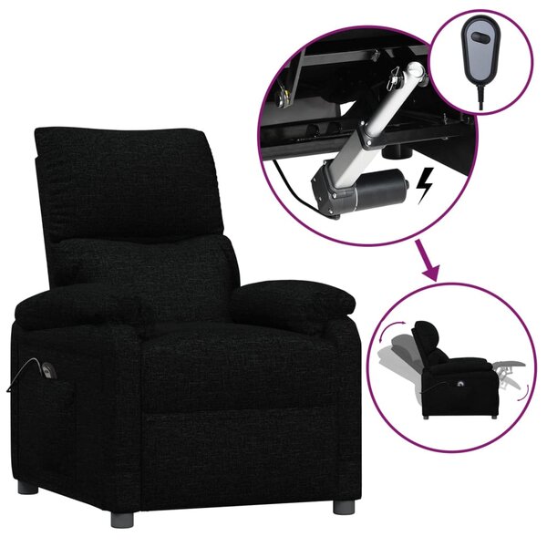 vidaXL Fauteuil inclinable électrique Noir Tissu