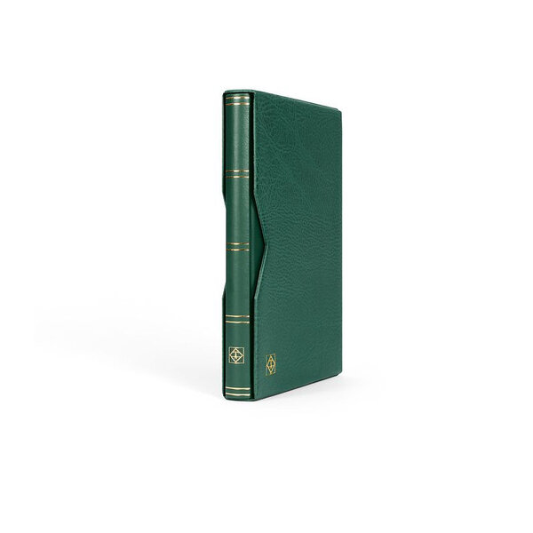 Classeur Premium cuir 32 pages pour timbres avec étui. Couleur - Vert