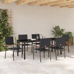 vidaXL Ensemble de Salle à Manger de Jardin 7 Pièces Noir Poly Rattan