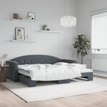 vidaXL Lit de jour avec gigogne sans matelas gris foncé 90x190 cm