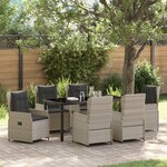 Ensemble de salle à manger de jardin vidaXL 7 pièces en poly rotin gris clair