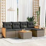 vidaXL Salon de jardin 6 Pièces avec coussins gris résine tressée