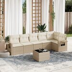 vidaXL Salon de jardin avec coussins 7 Pièces beige résine tressée