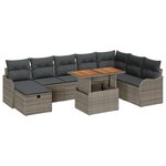 vidaXL Ensemble de Canapé de Jardin 9 Pièces avec Coussins Gris Poly Rattan