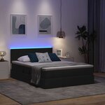 vidaXL Lit de rangement LED avec matelas Noir 140 x 200 cm Tissu